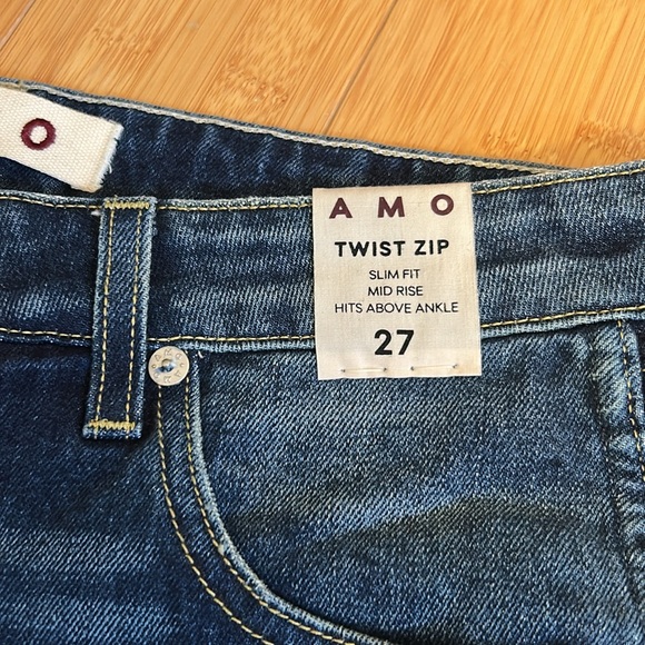 AMO Twist Zip Slim Fit Mid Rise Denim Jeans size Women’s 27, NWT! - Picture 5 of 12